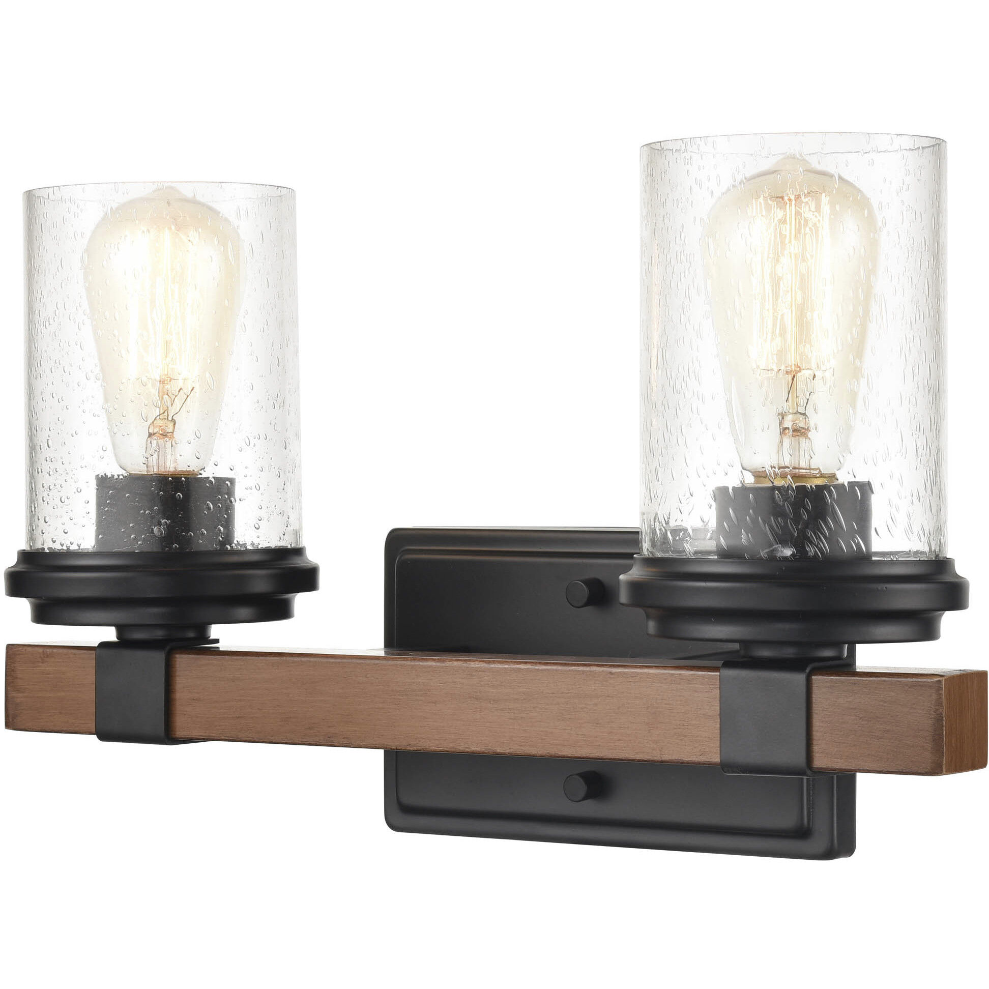 Taos 2 Light 15 inch Matte Black/Wood Grain Bathroom Vanity Light Wall Light